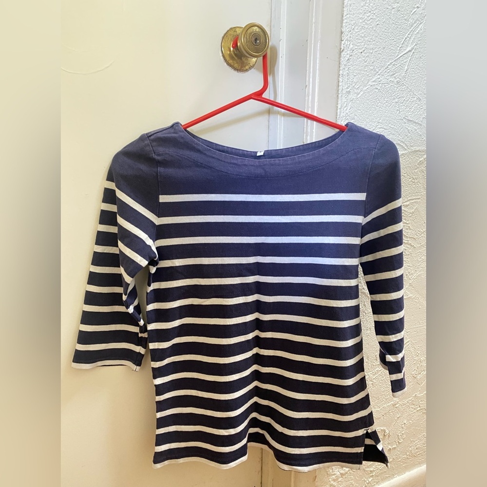 Navy and White Striped Top